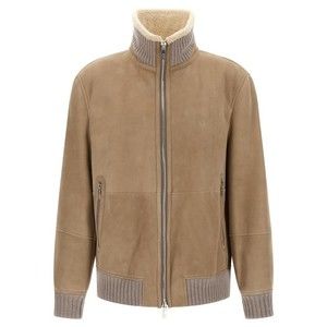 Brunello Cucinelli Suede And Sherling Curly Bomber Jacket - NWT